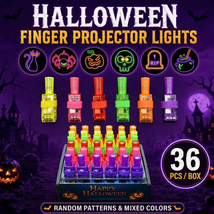 36PCS Halloween Finger Projector Lights – LED Spooky Projection Rings for Kids, Party Favors & Trick or Treat Gifts
