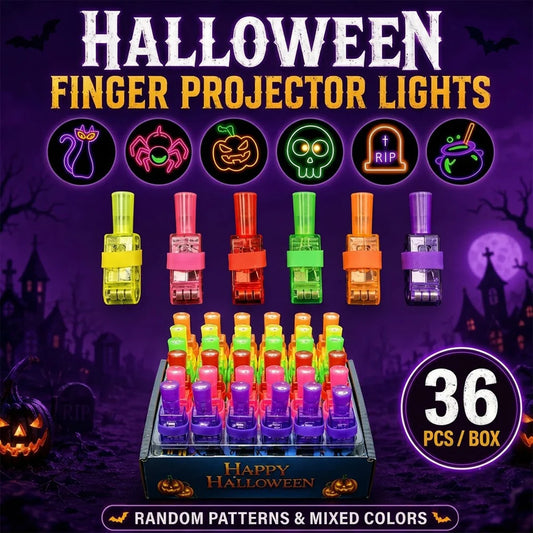 36PCS Halloween Finger Projector Lights – LED Spooky Projection Rings for Kids, Party Favors & Trick or Treat Gifts