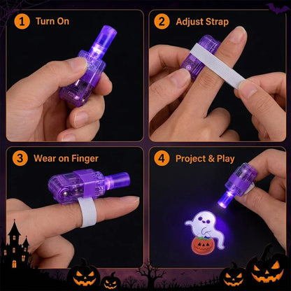 36PCS Halloween Finger Projector Lights – LED Spooky Projection Rings for Kids, Party Favors & Trick or Treat Gifts