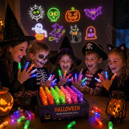 36PCS Halloween Finger Projector Lights – LED Spooky Projection Rings for Kids, Party Favors & Trick or Treat Gifts